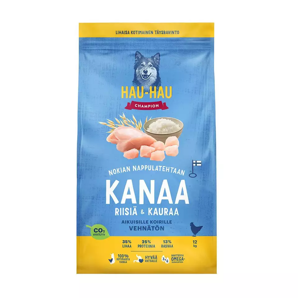 Hau-Hau Champion kanaa, riisiä ja kauraa