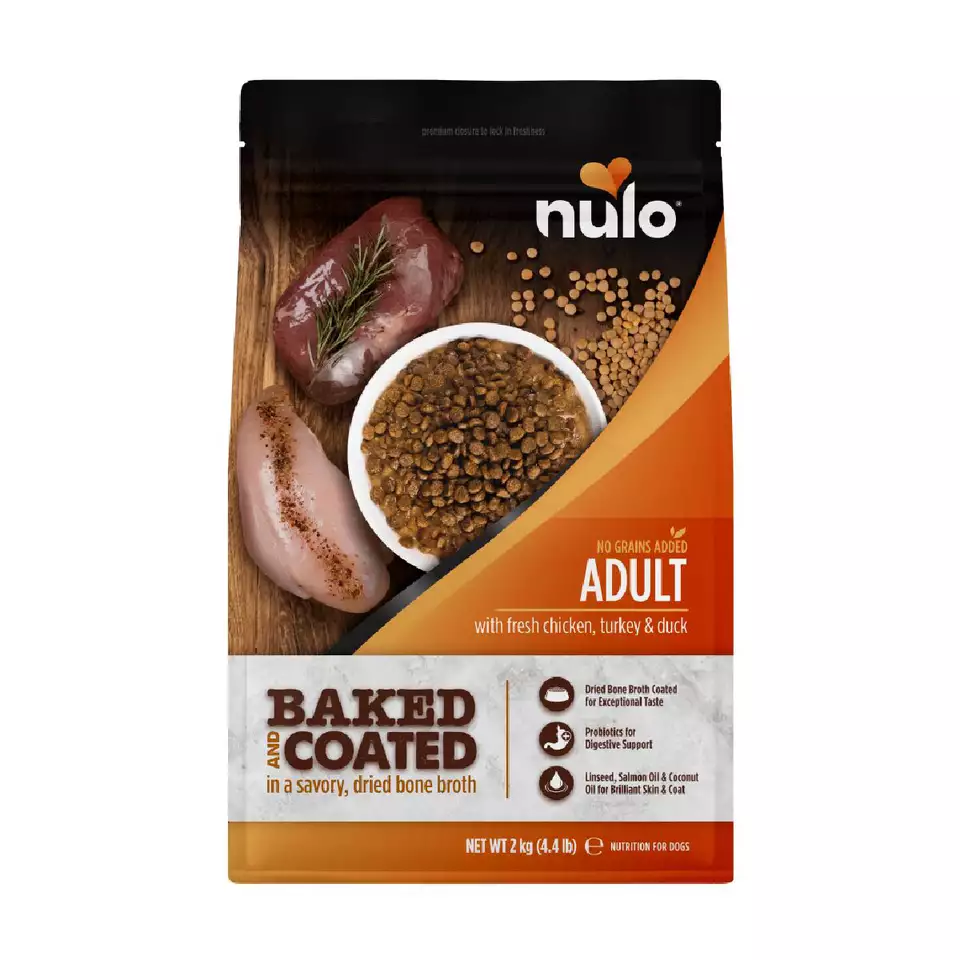 Nulo Baked & Coated Adult, kana, kalkkuna ja ankka aikuisen koiran kuivaruoka