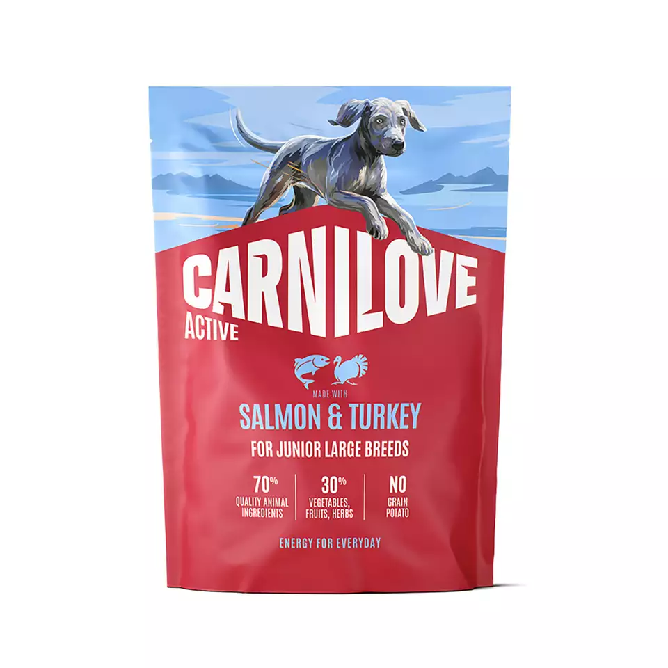 Carnilove Dog Junior Active, lohi ja kalkkuna